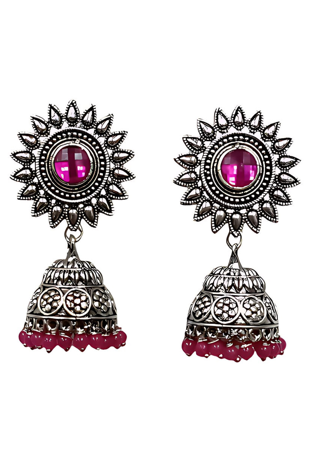 Magenta Alloy Earrings 286197