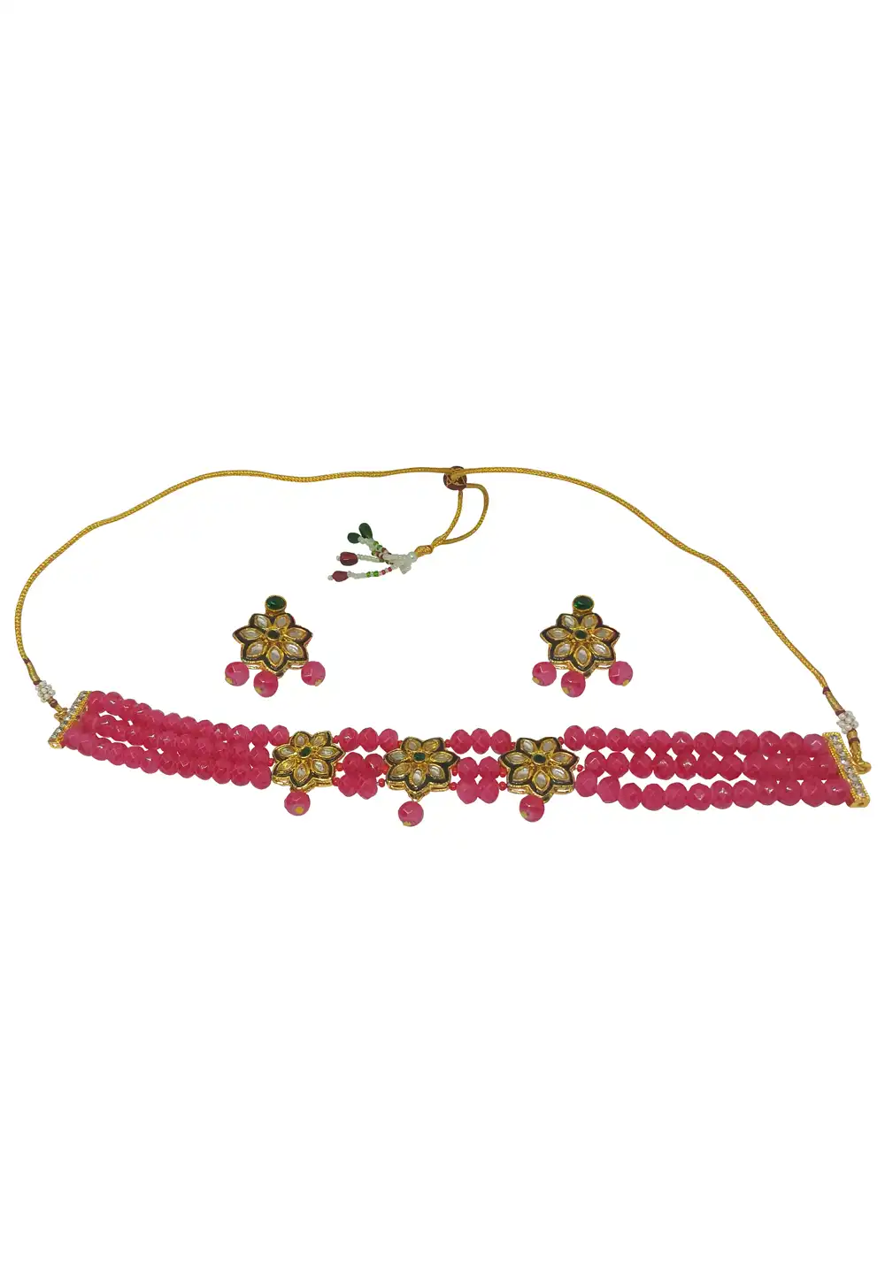 Magenta Alloy Necklace With Earrings 289895