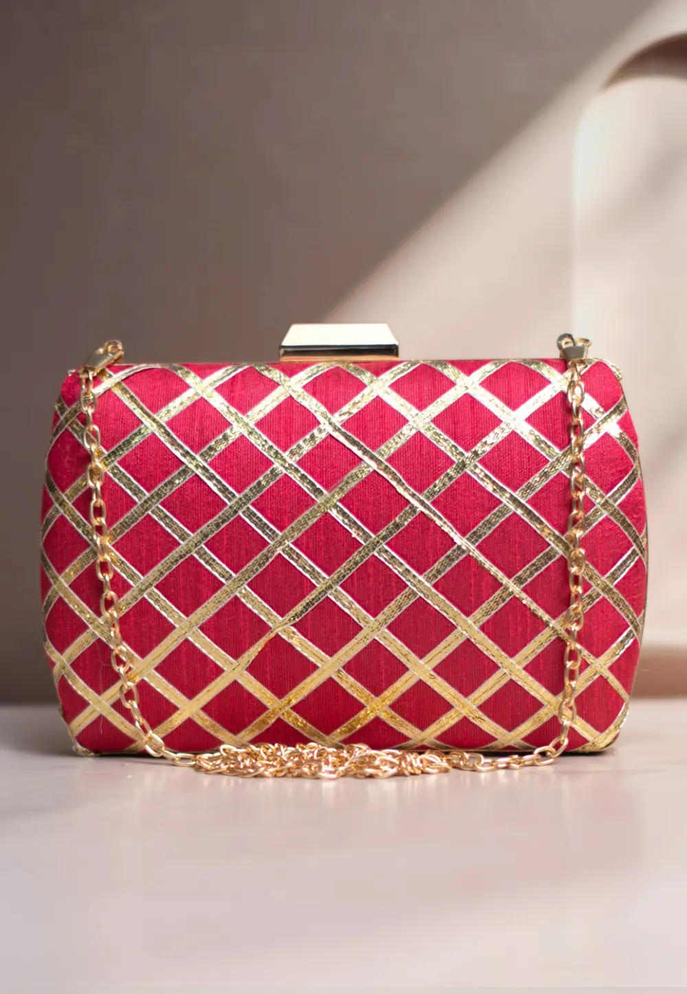 Magenta Art Silk Clutch 299584