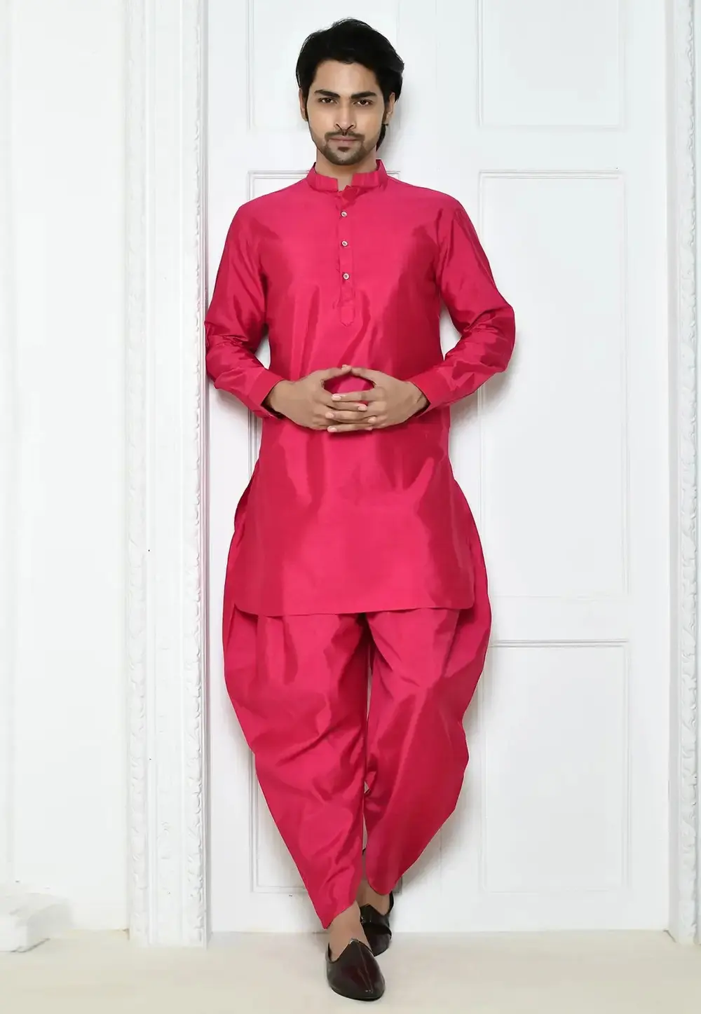 Magenta Art Silk Dhoti Kurta 300742