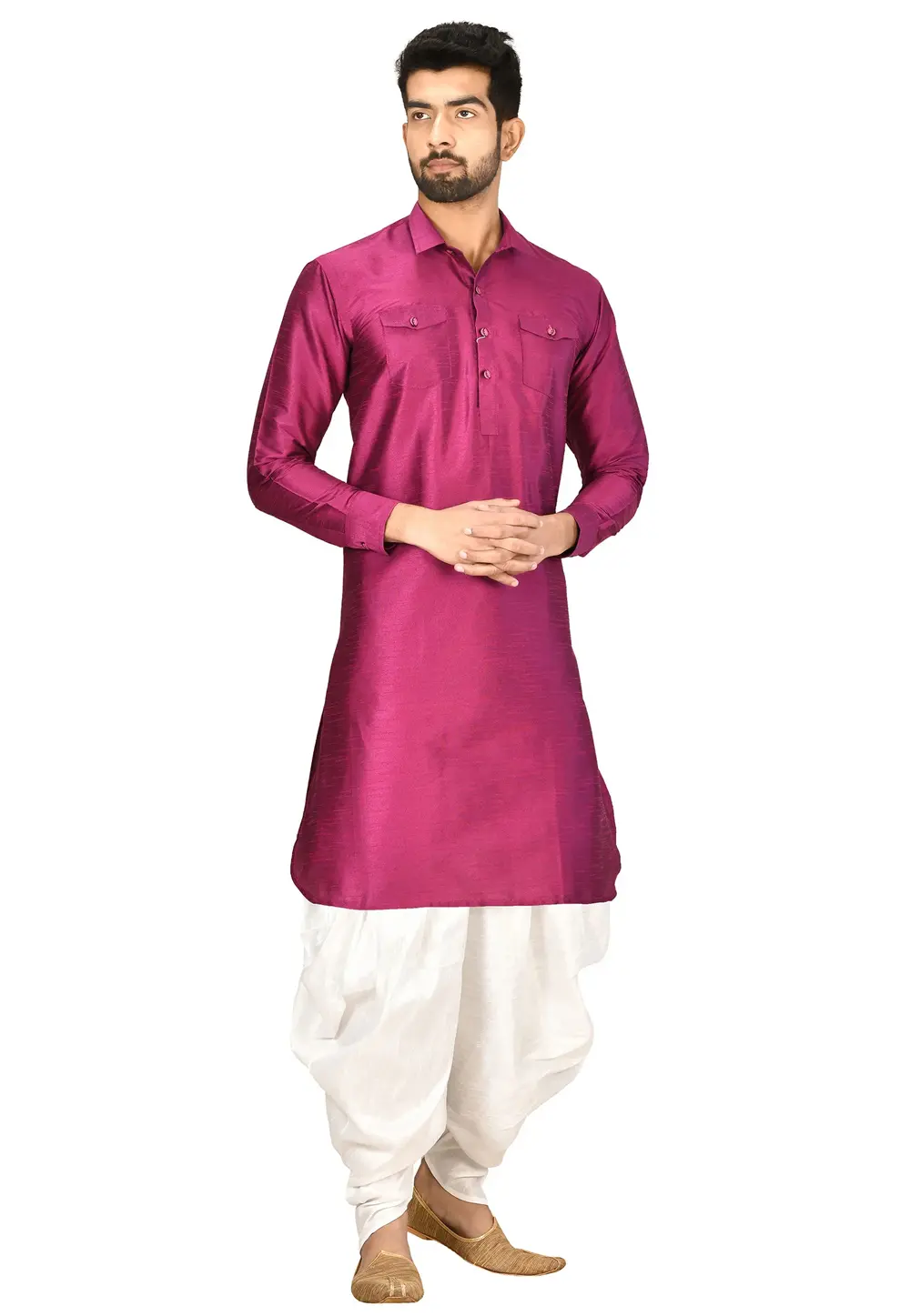 Magenta Art Silk Dhoti Kurta 300774