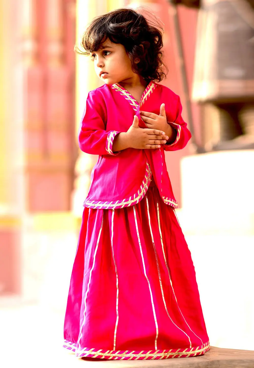 Magenta Art Silk Kids Lehenga Choli 302394