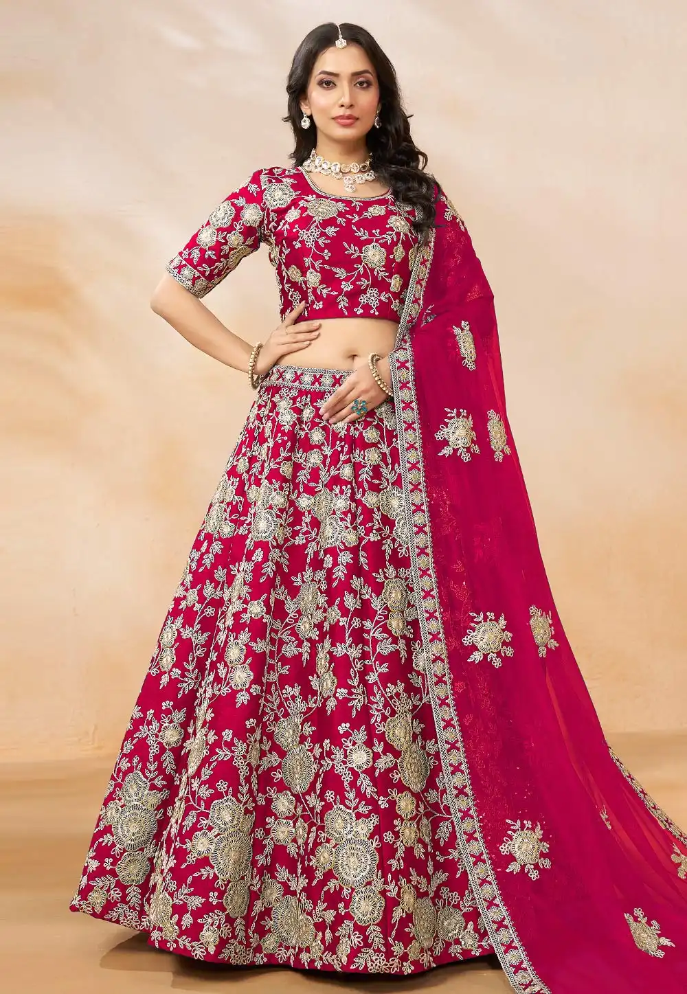 Magenta Art Silk Lehenga Choli 294502