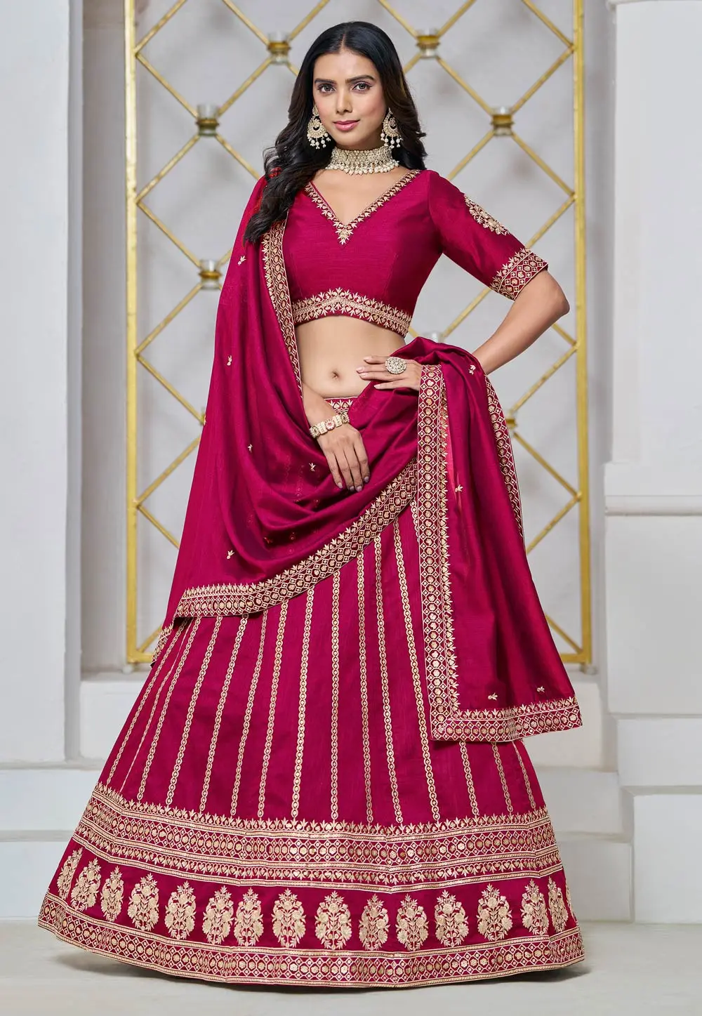 Magenta Art Silk Lehenga Choli 297799