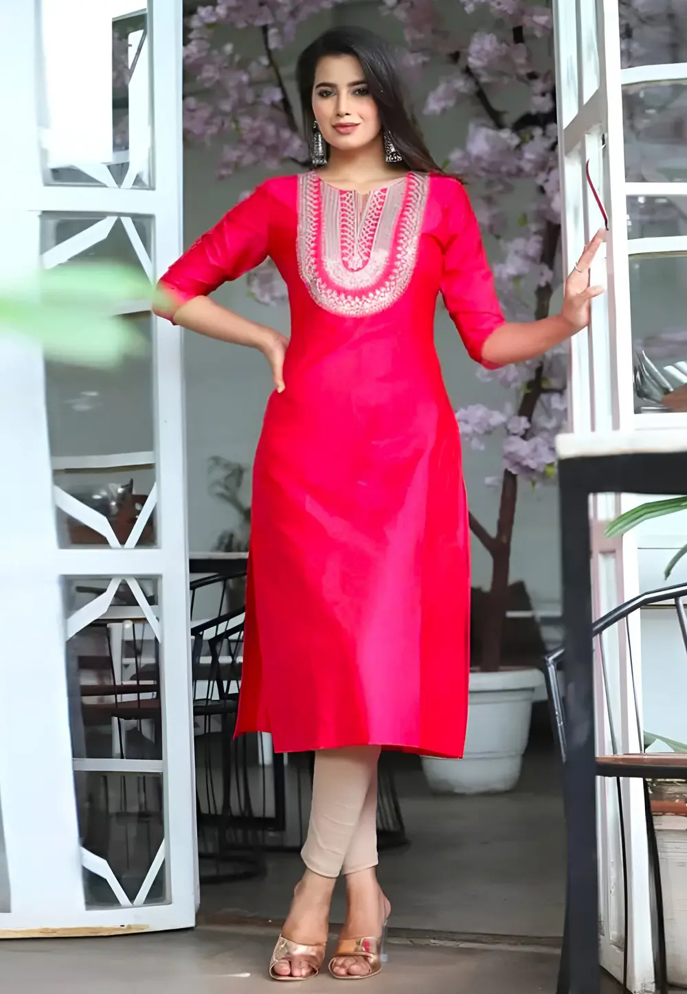 Magenta Art Silk Long Tunic 301194