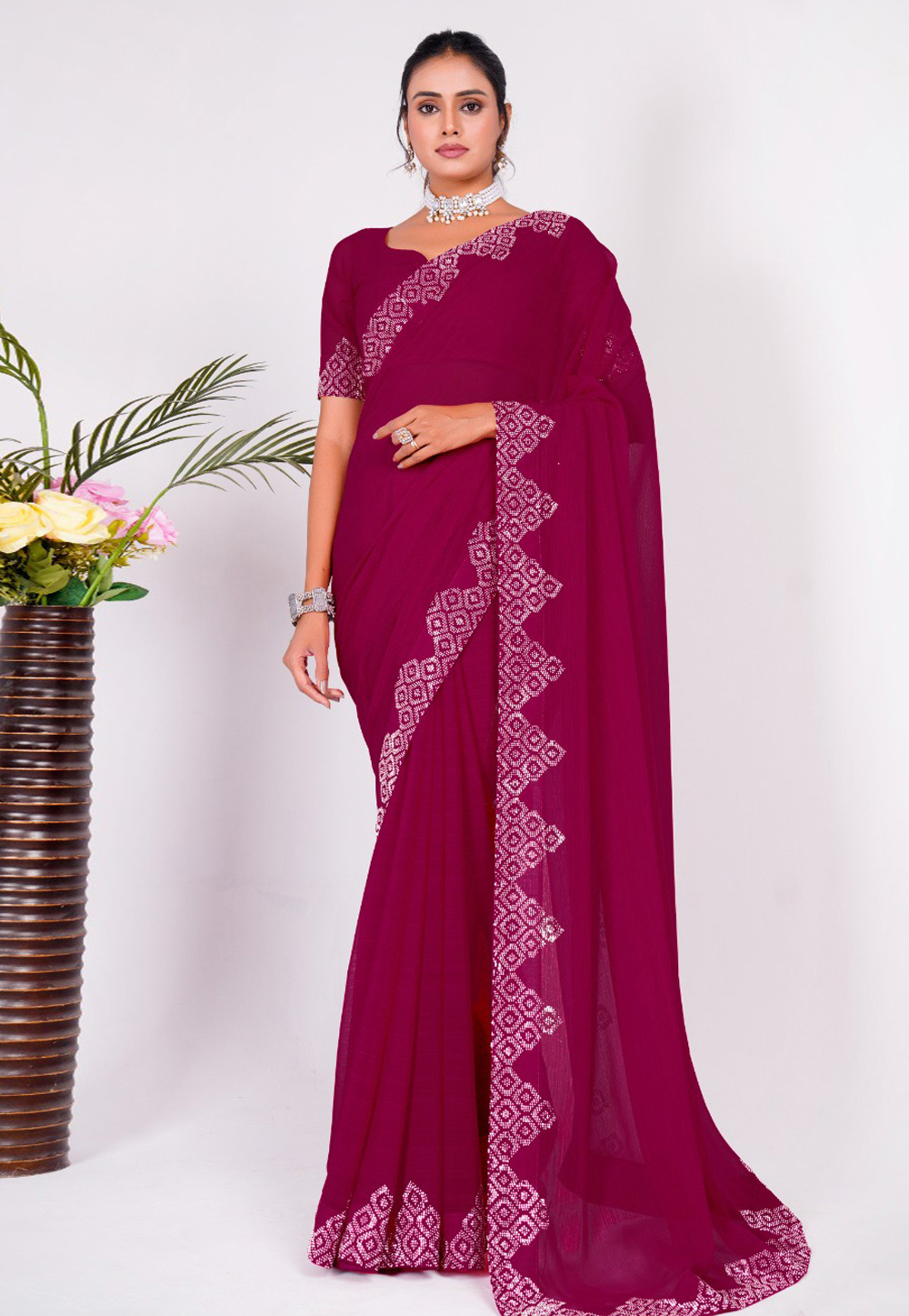 Magenta Art Silk Saree With Blouse 285483