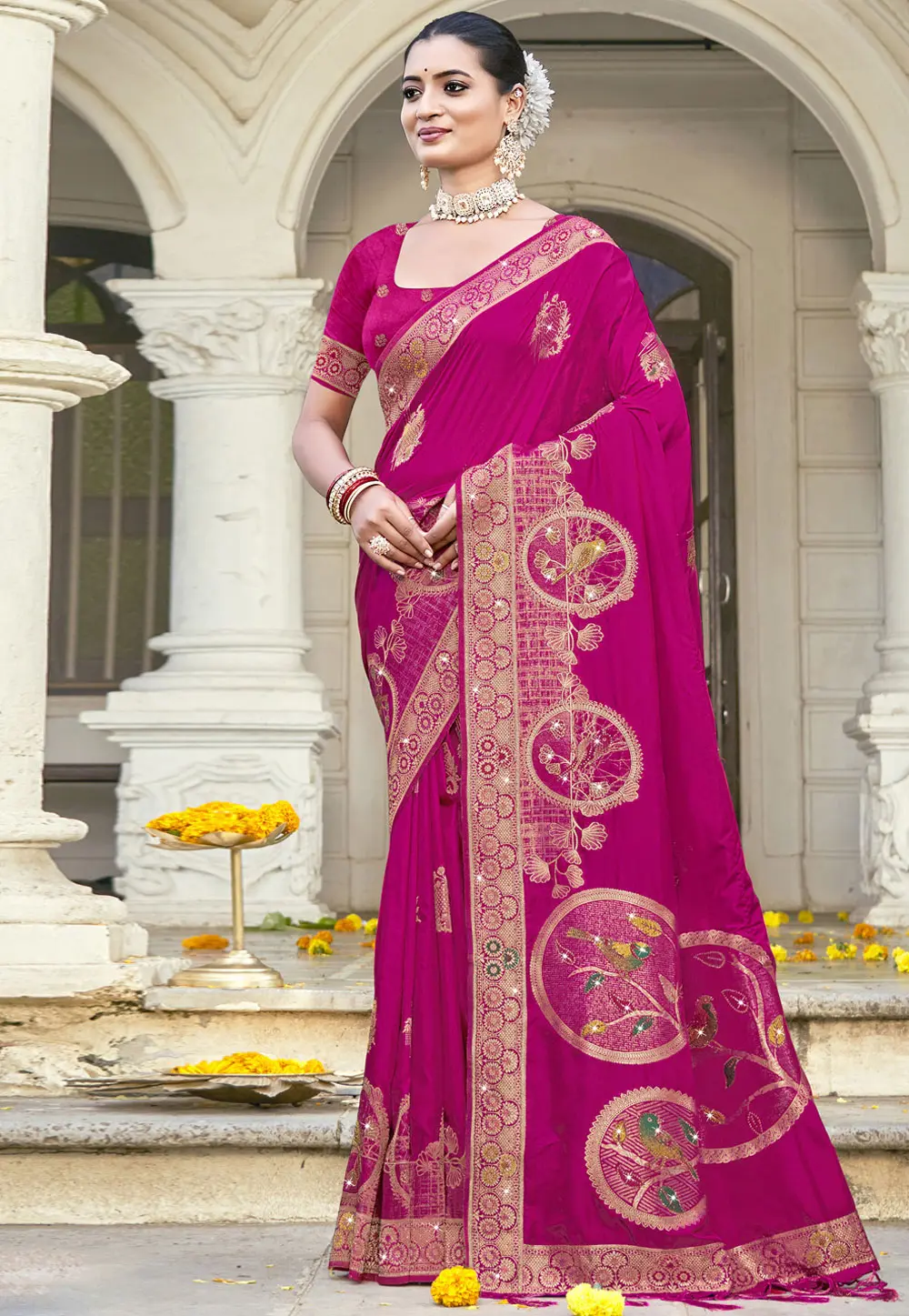 Magenta Art Silk Saree With Blouse 302779