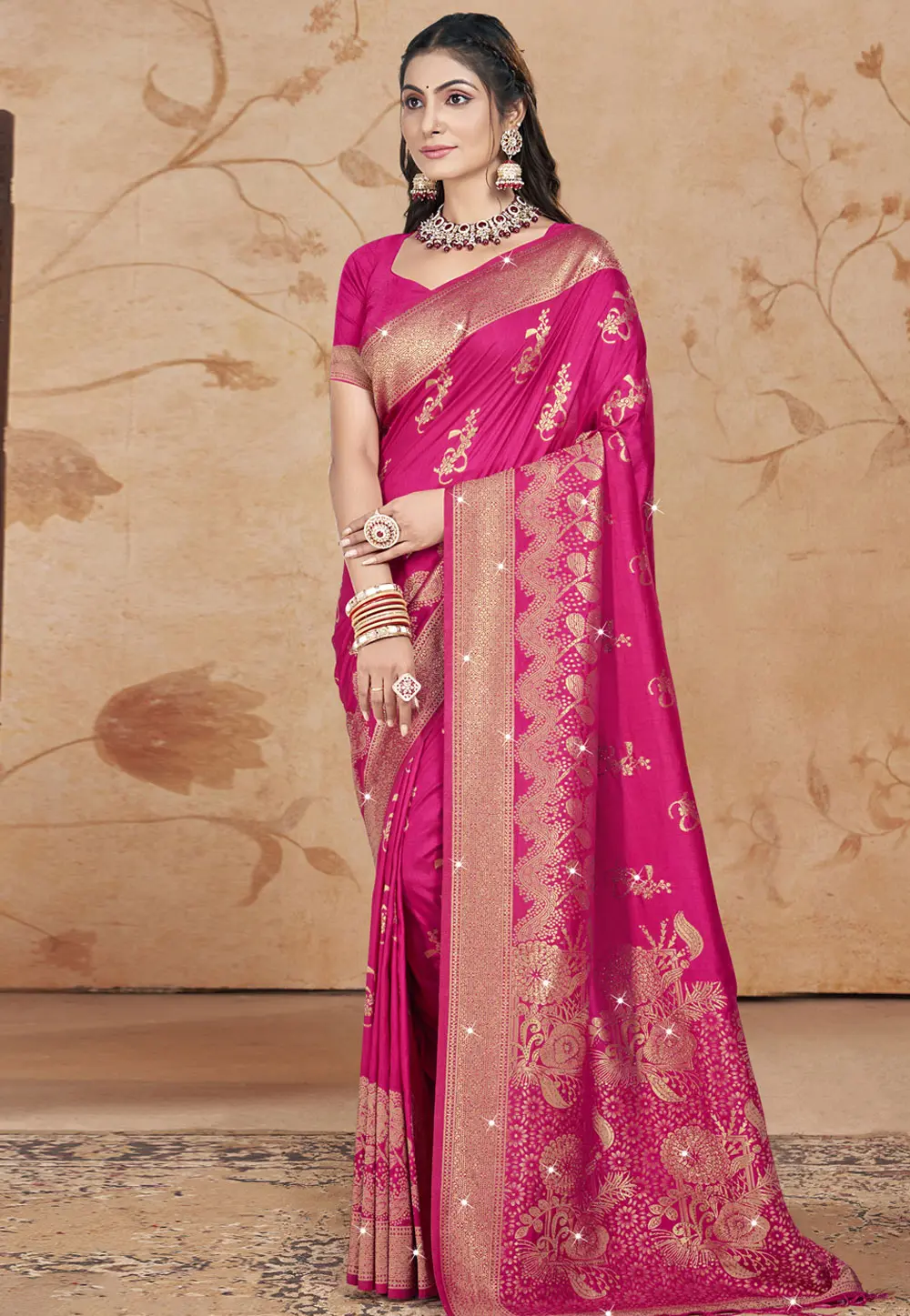 Magenta Art Silk Saree With Blouse 303033