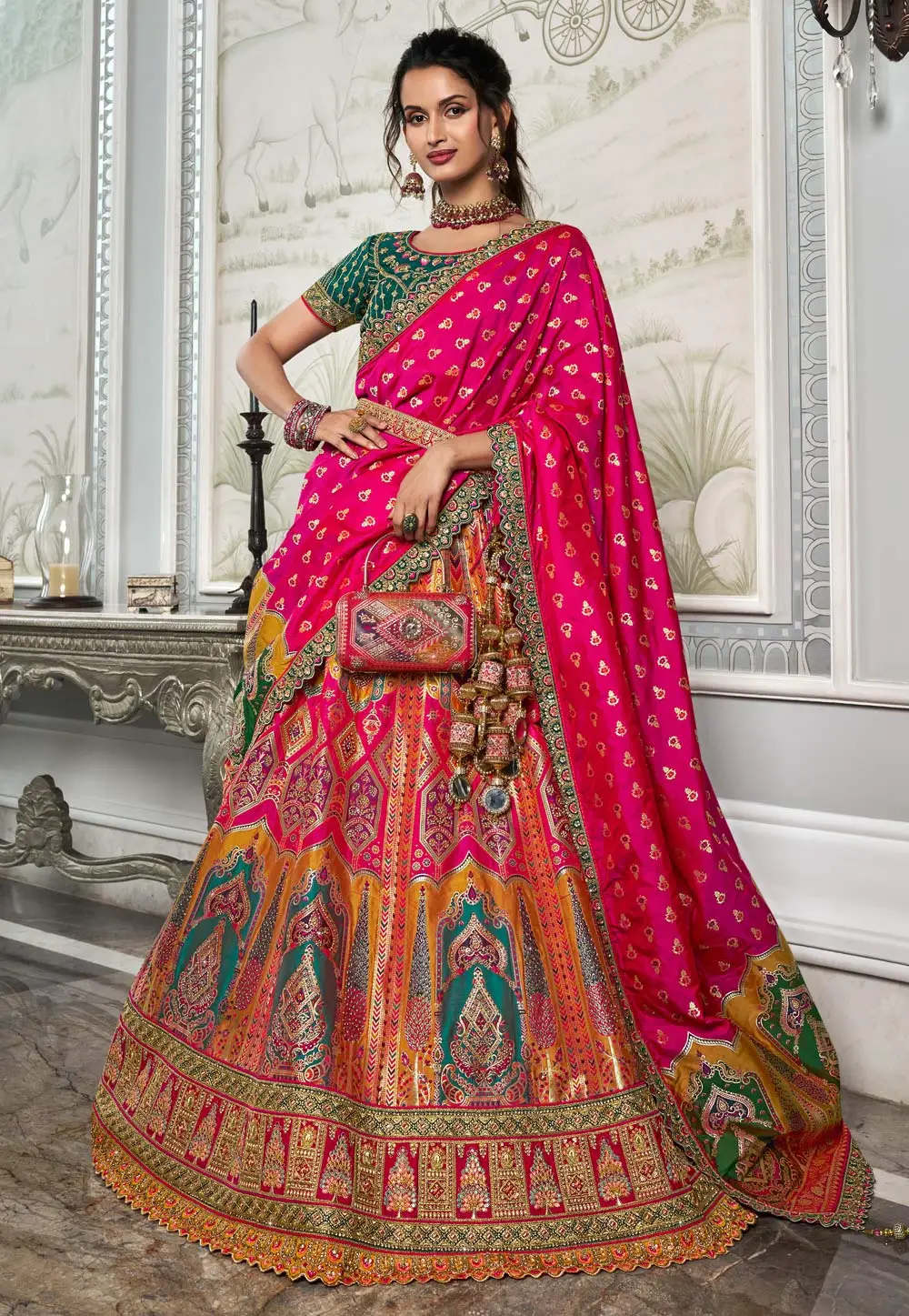 Magenta Banarasi Silk Circular Lehenga Choli 296237