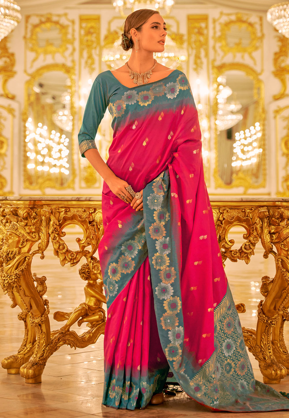 Magenta Banarasi Silk Saree 286671