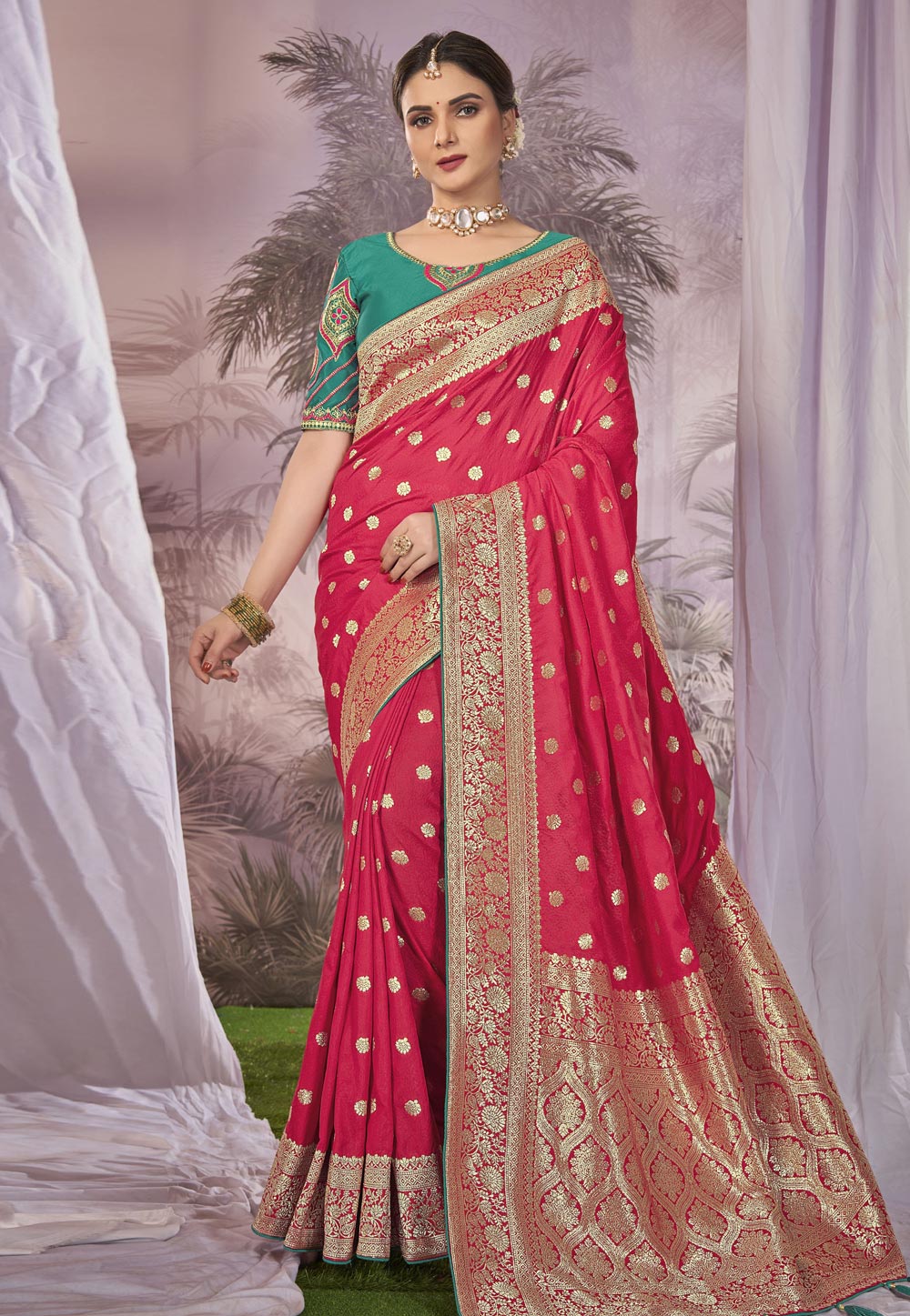 Magenta Banarasi Silk Saree 287813