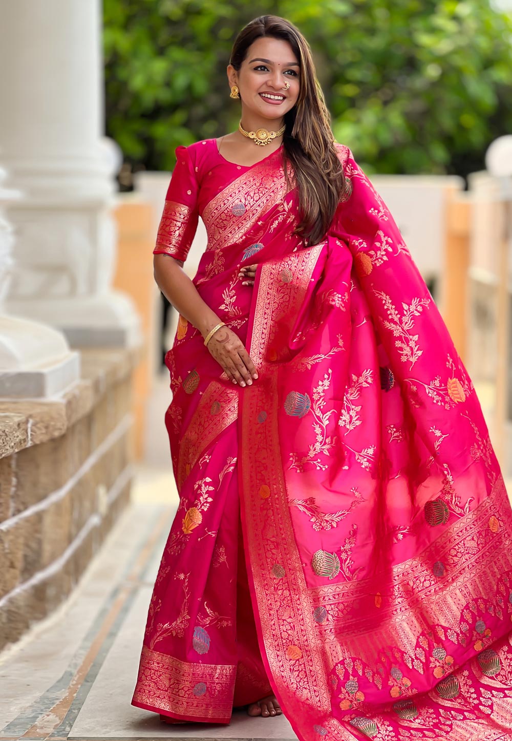 Magenta Banarasi Silk Saree 310566