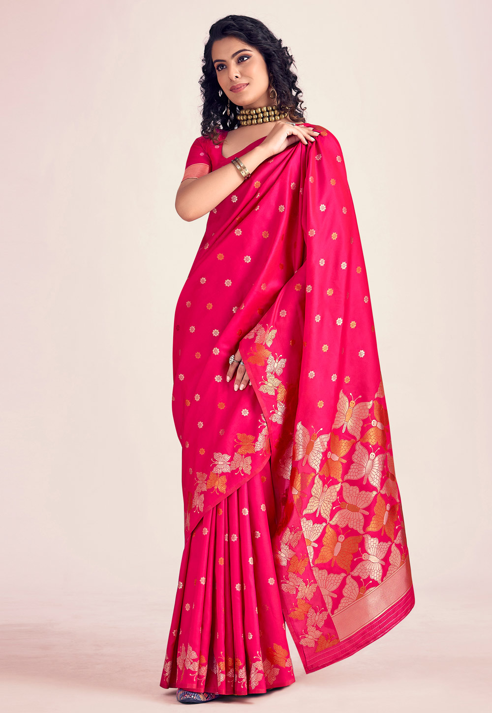 Magenta Banarasi Silk Saree With Blouse 286127