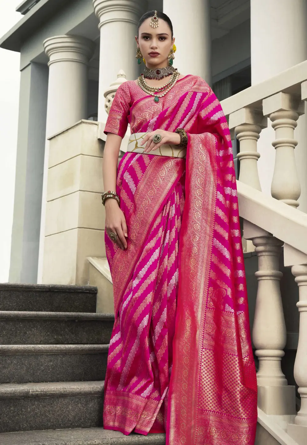 Magenta Banarasi Silk Saree 299070