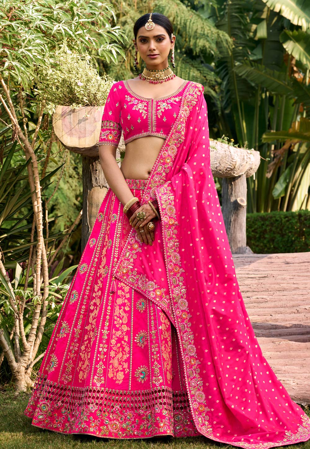Magenta Banarasi Silk Wedding Lehenga Choli 284709