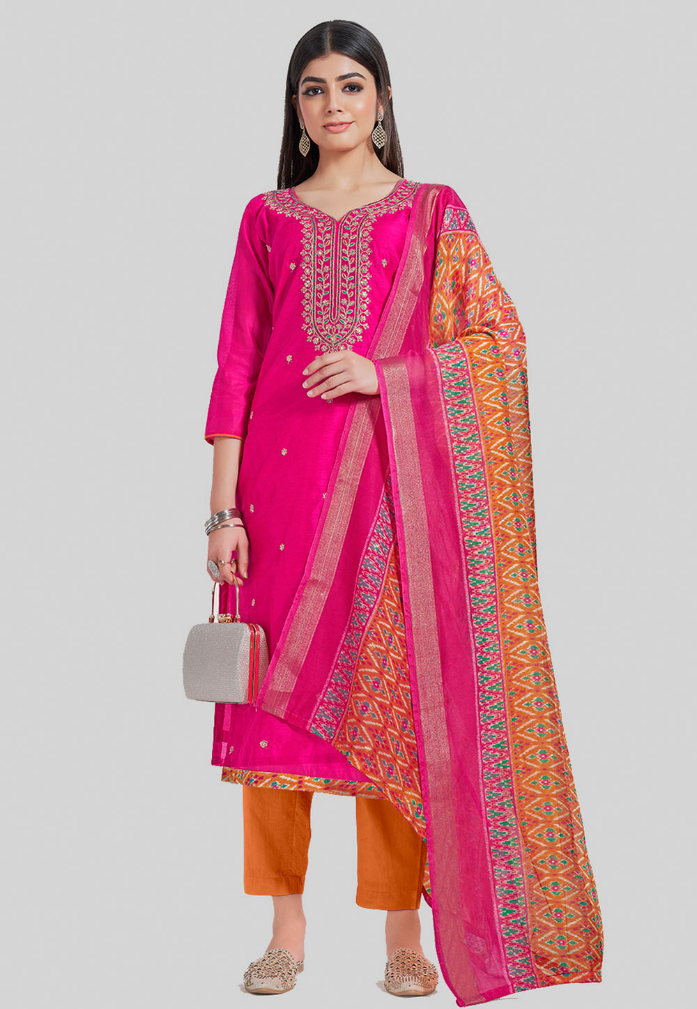 Magenta Chanderi Silk Pakistani Suit 284466