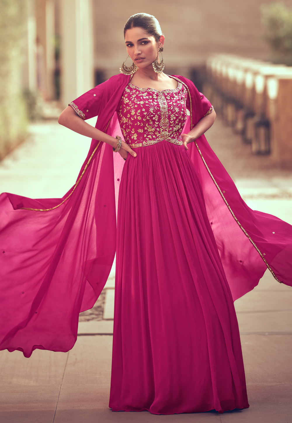 Shop Half Sleeve Floor Length Anarkali Suits and Dresses Online at