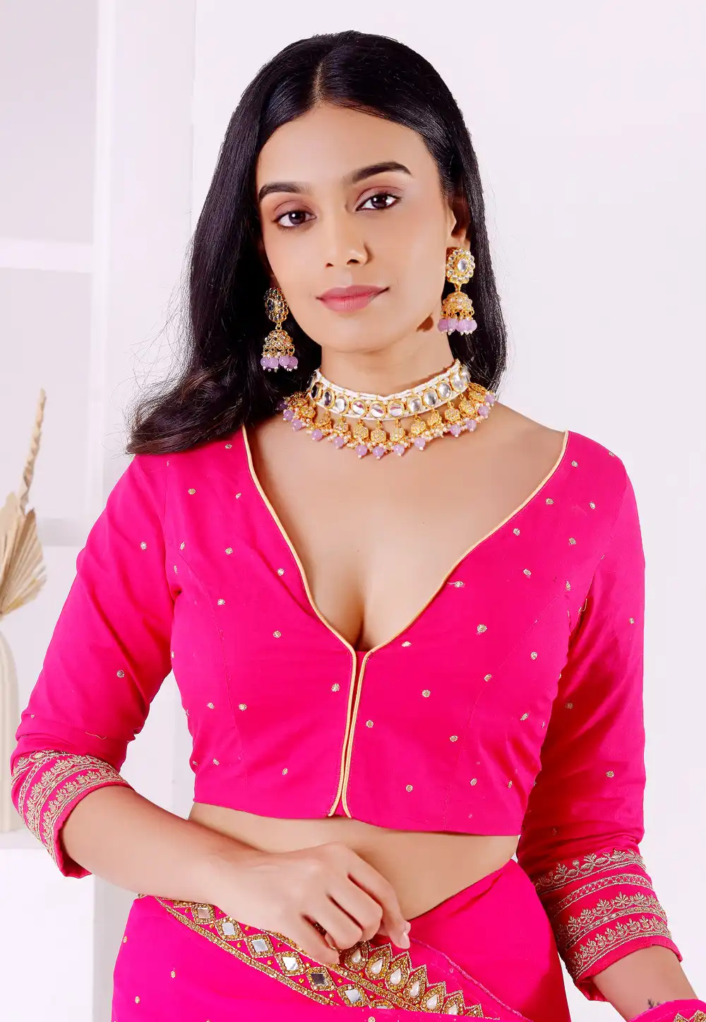 Magenta Cotton Readymade Blouse 292529