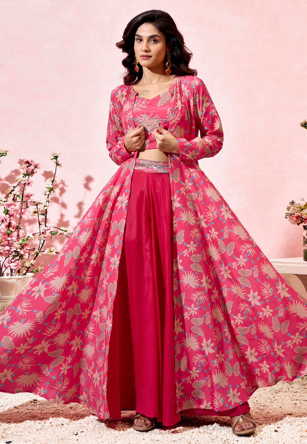 Magenta Crepe Jacket Style Suit 311226