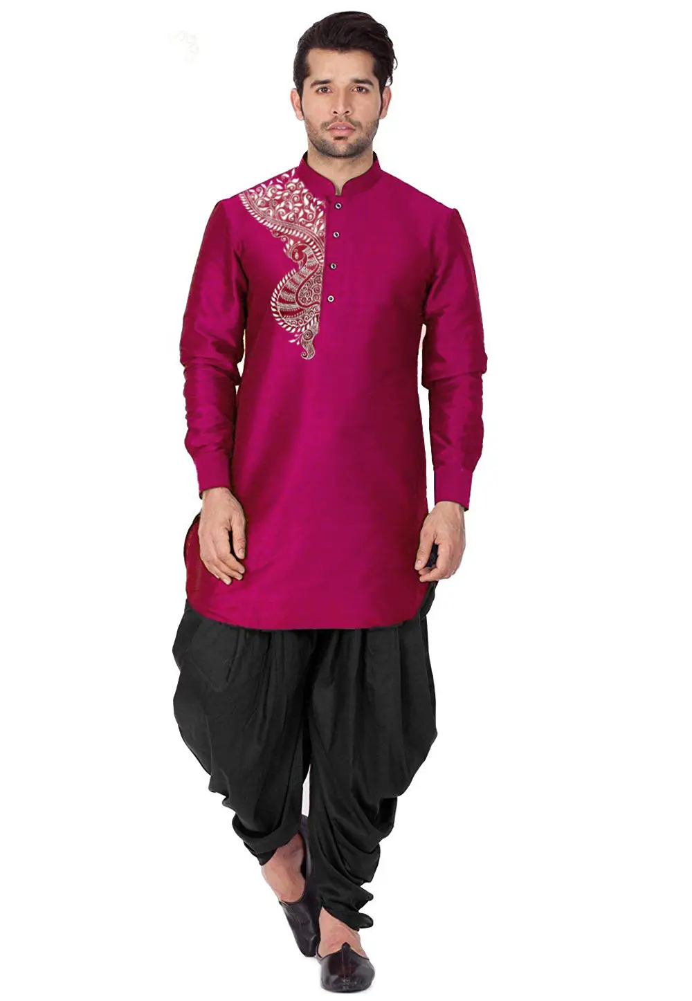 Magenta Dupion Silk Dhoti Kurta 303398