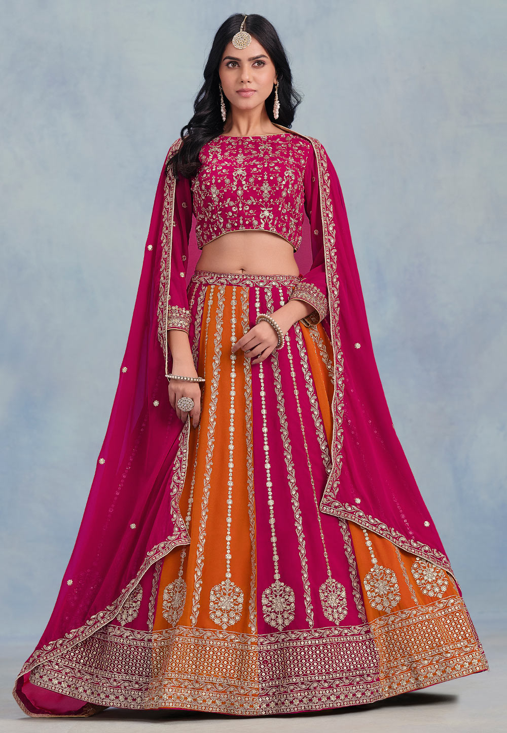 Magenta Faux Georgette A Line Lehenga Choli 309052