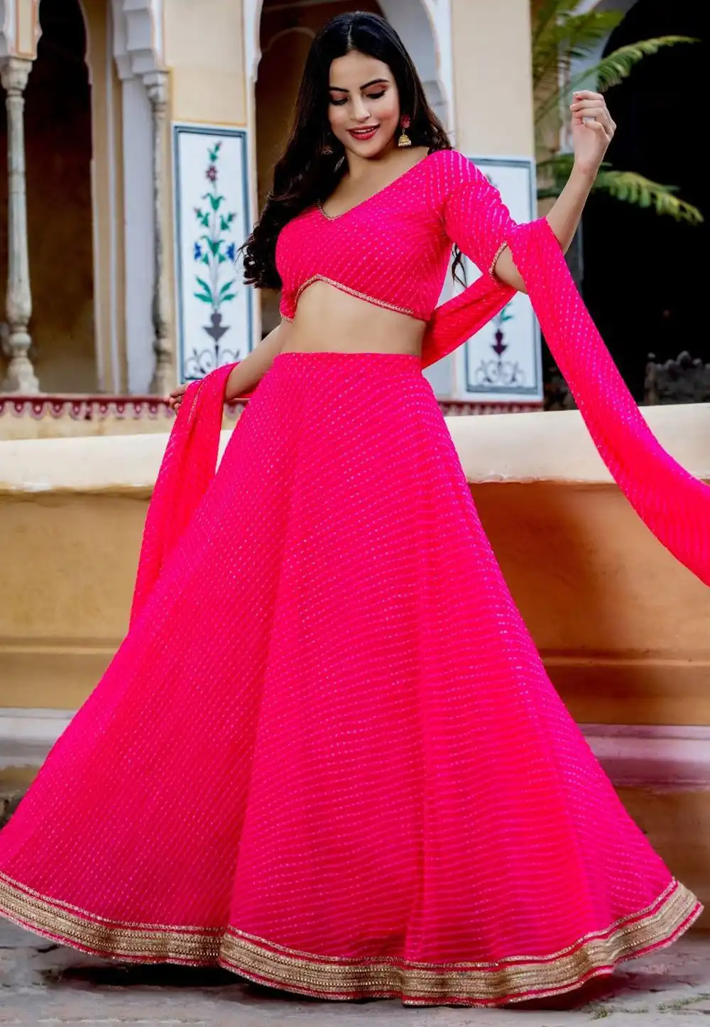 Magenta Georgette A Line Lehenga Choli 294203