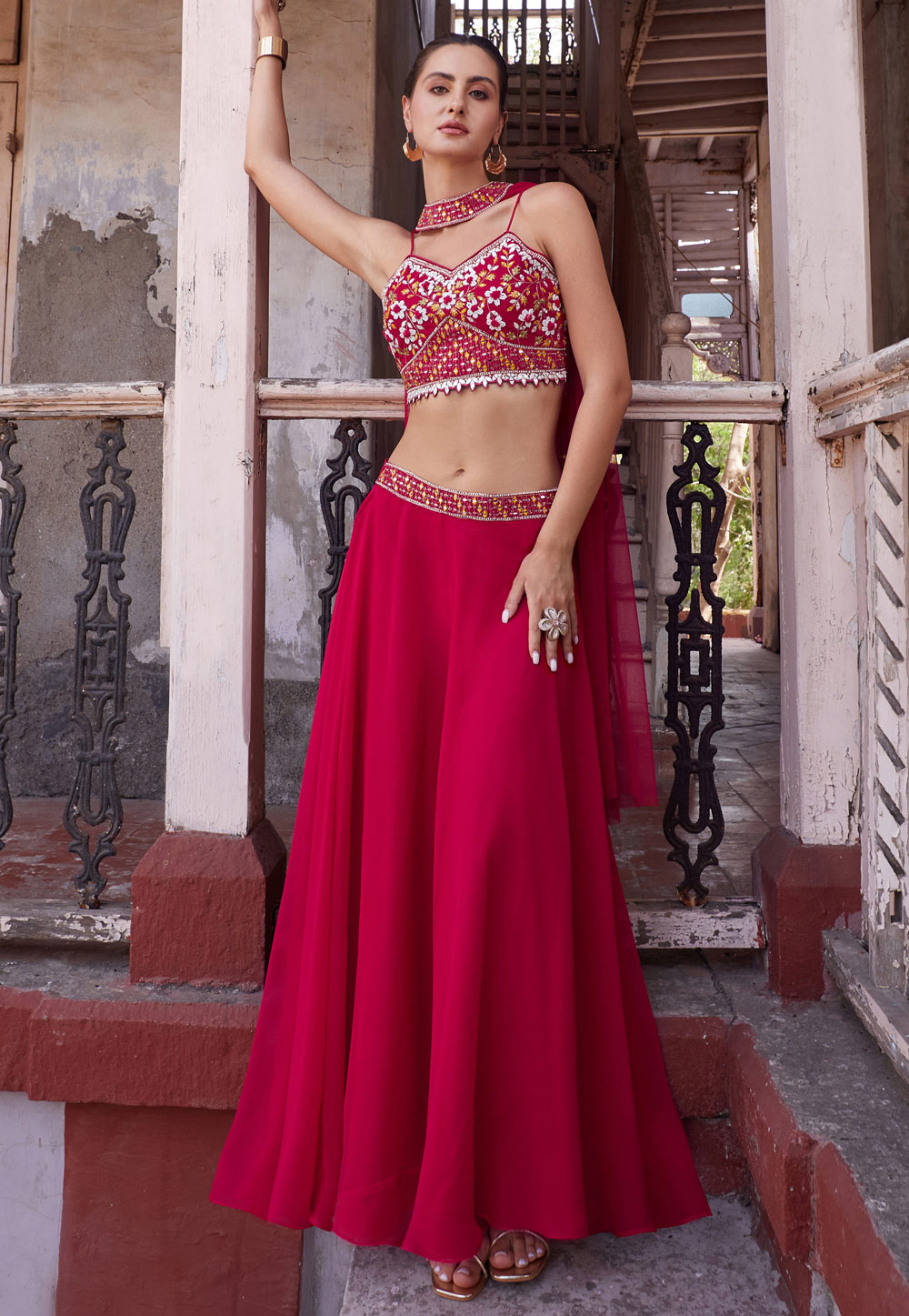 Magenta Georgette A Line Lehenga Choli 286536