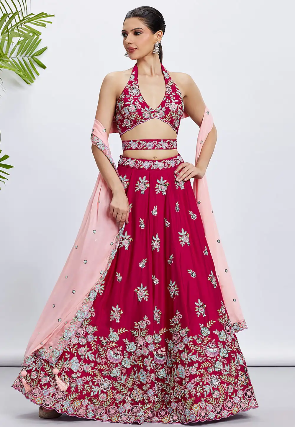 Magenta Georgette A Line Lehenga Choli 291809