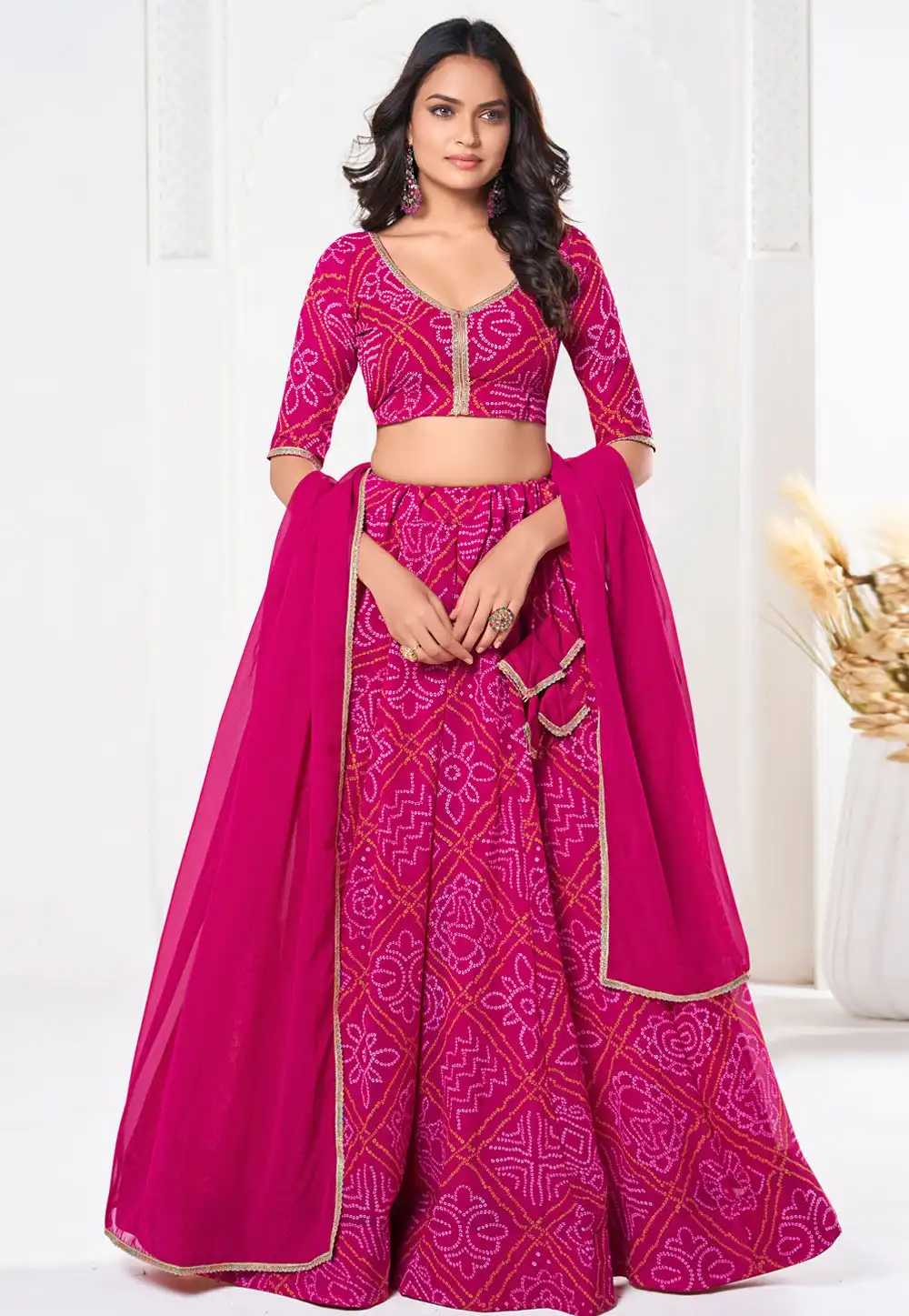 Magenta Georgette A Line Lehenga Choli 293980