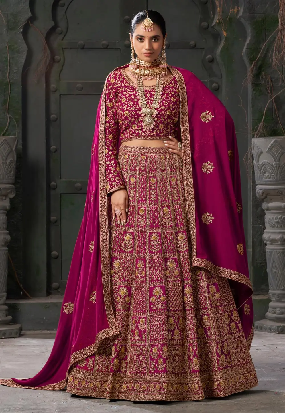 Magenta Georgette Bridal Lehenga Choli 295212