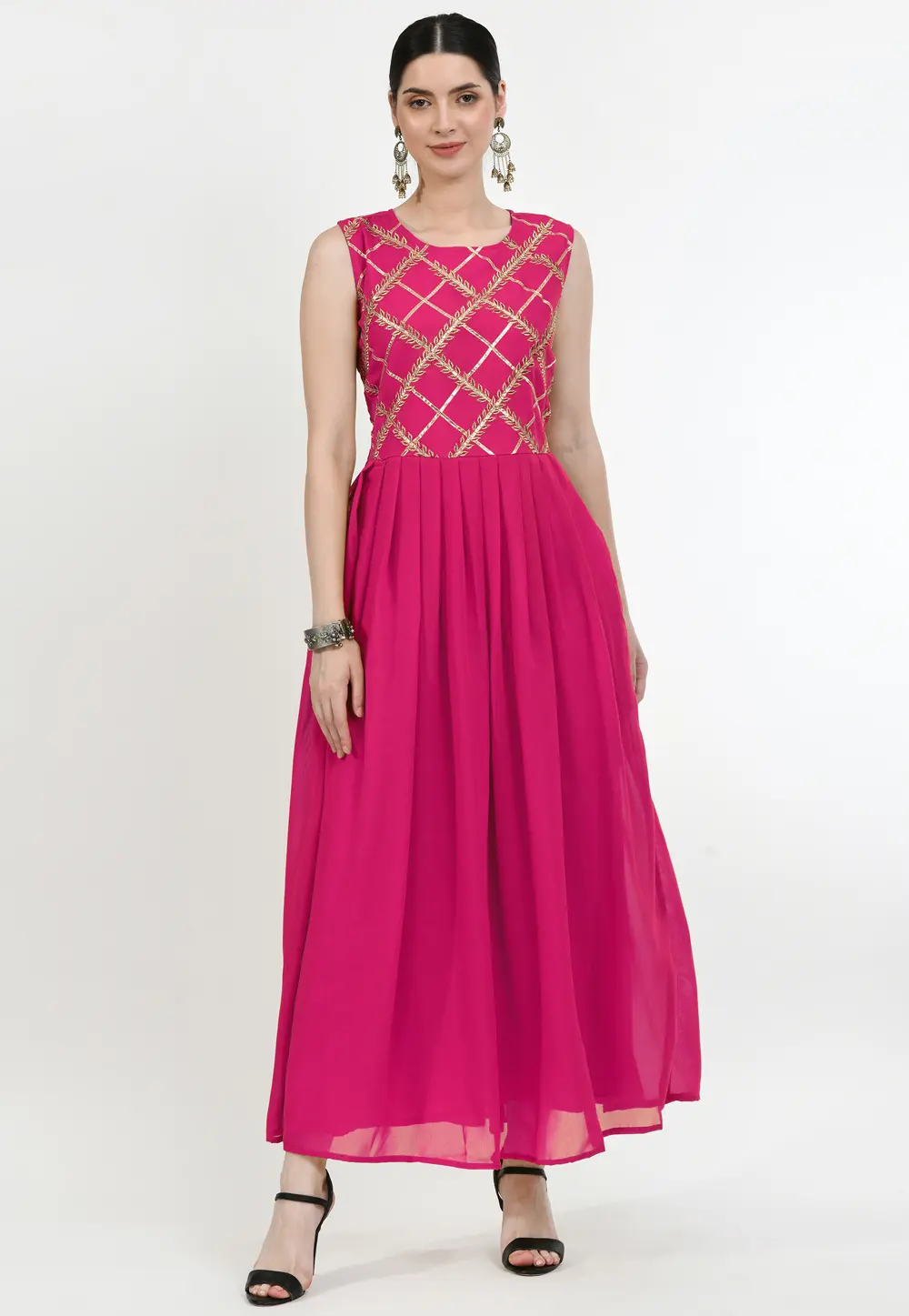 Magenta Georgette Gown 299648