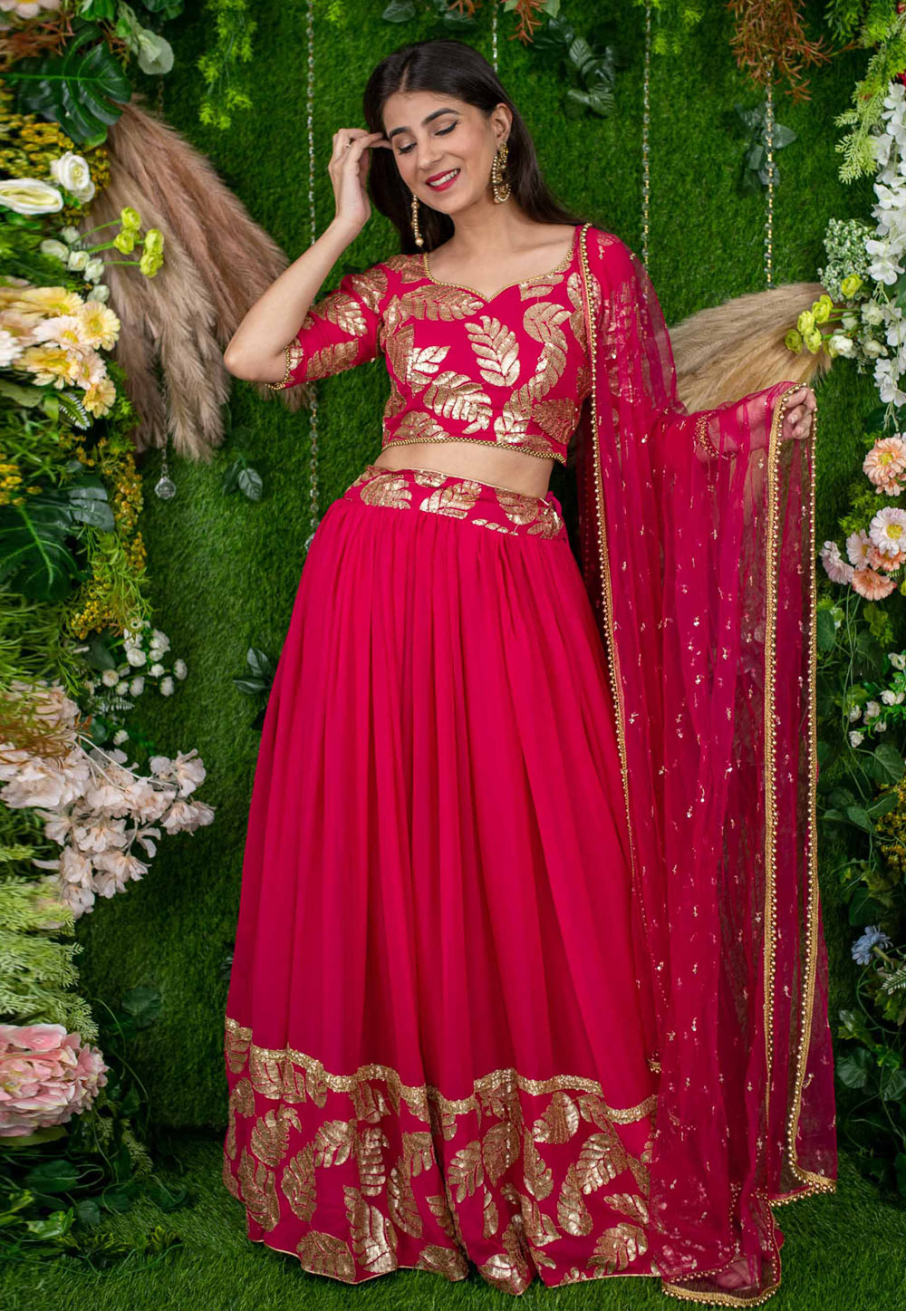Magenta Georgette Lehenga Choli 309191