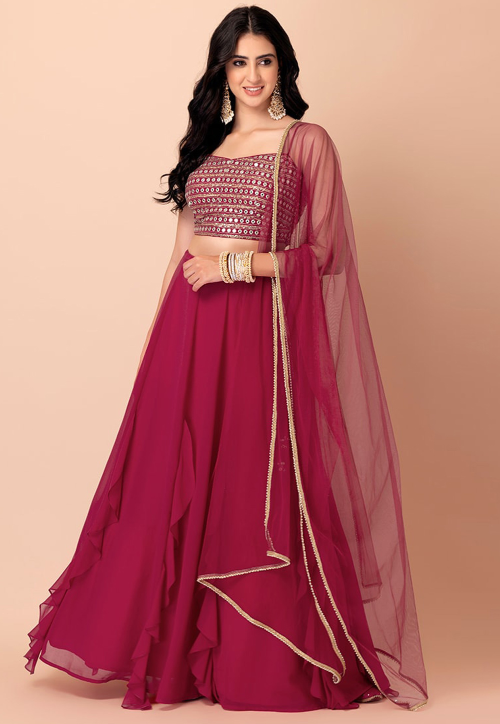 Magenta Georgette Lehenga Choli 305308