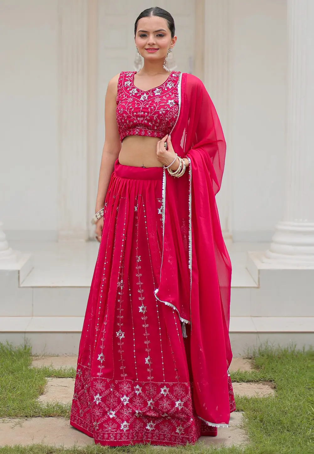 Magenta Georgette Lehenga Choli 303565