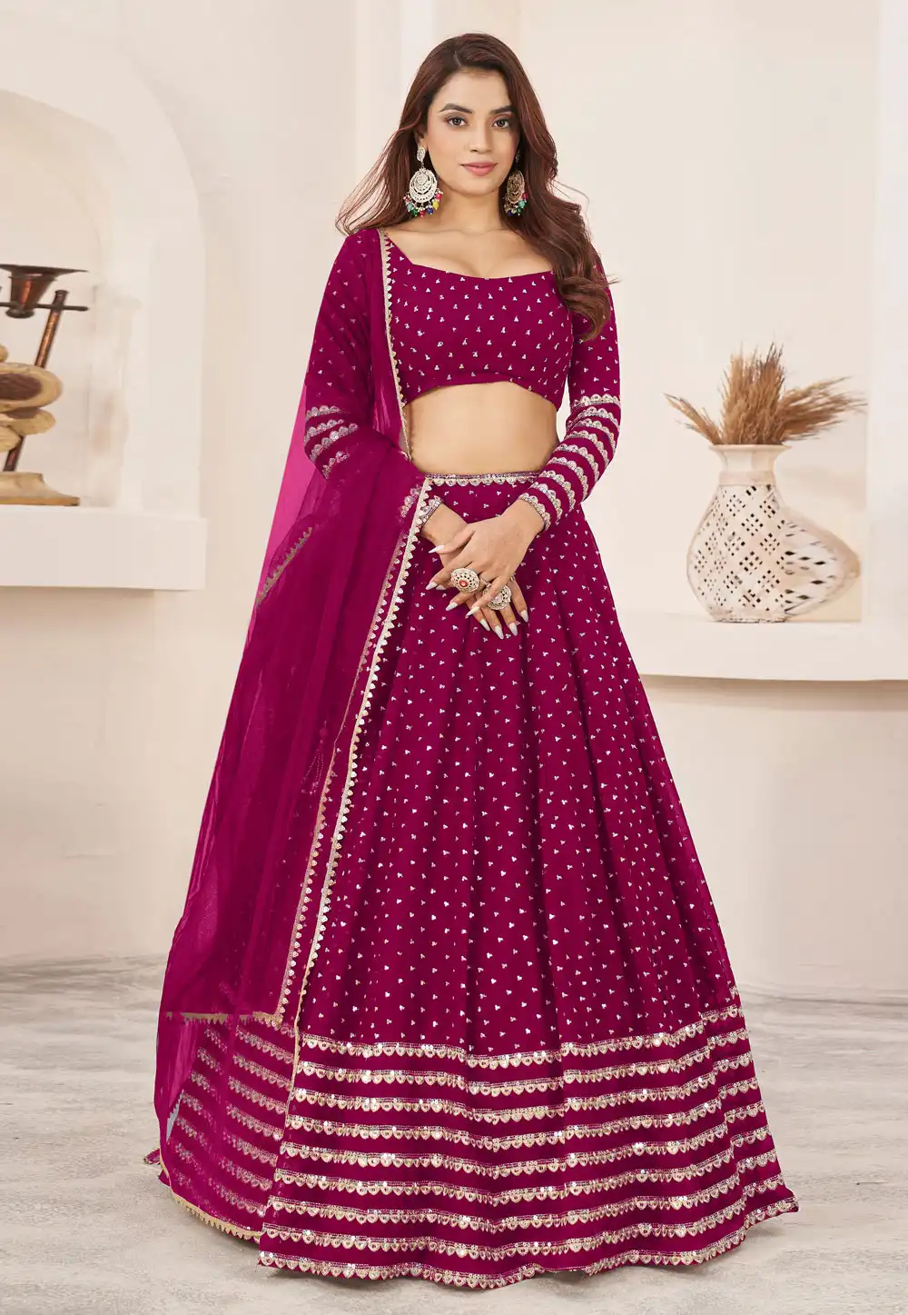 Magenta Georgette Lehenga Choli 294287