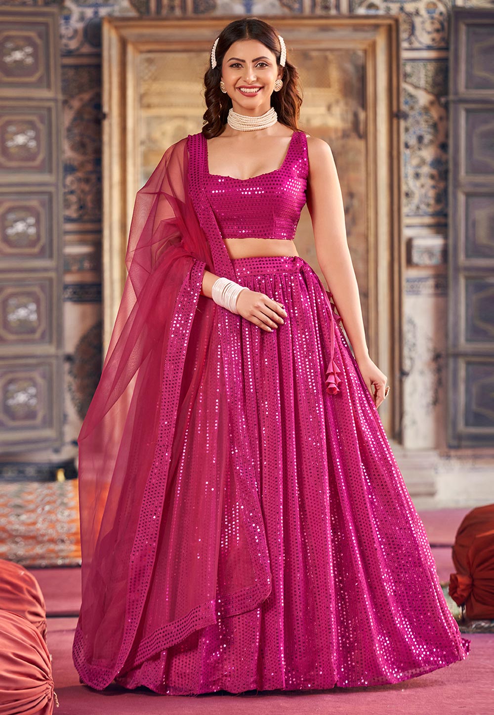 Magenta Georgette Lehenga Choli 287577