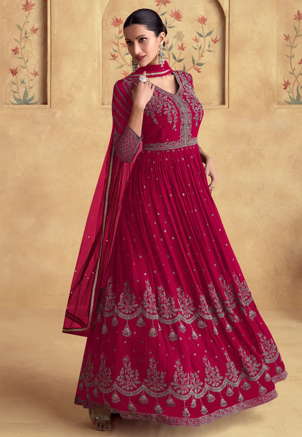 Magenta Georgette Long Anarkali Suit 301452