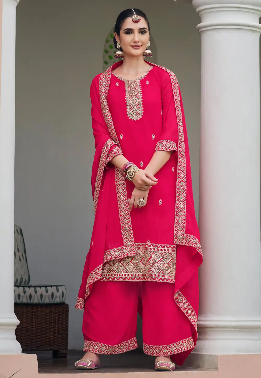 Magenta Georgette Pakistani Suit 294279