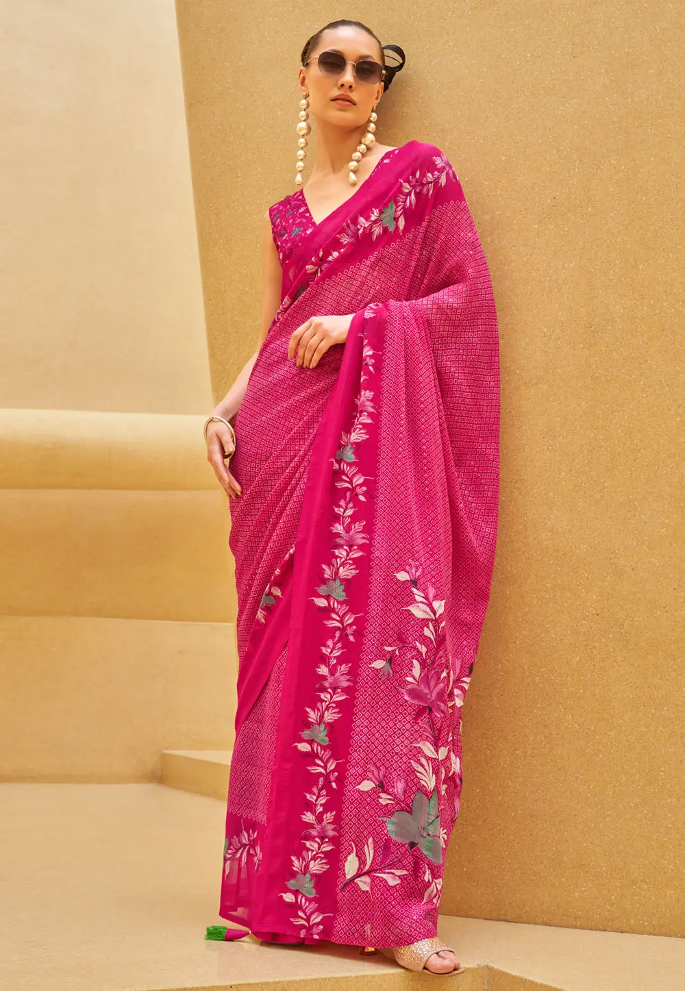 Magenta Georgette Saree With Blouse 301253