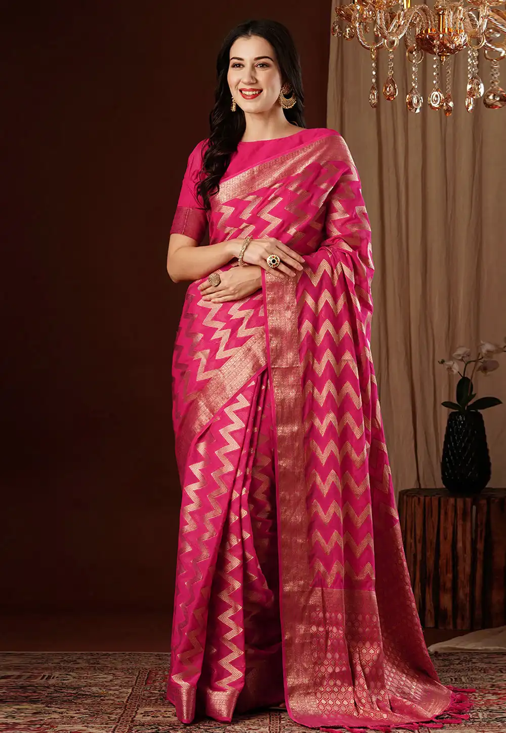 Magenta Georgette Saree With Blouse 292709