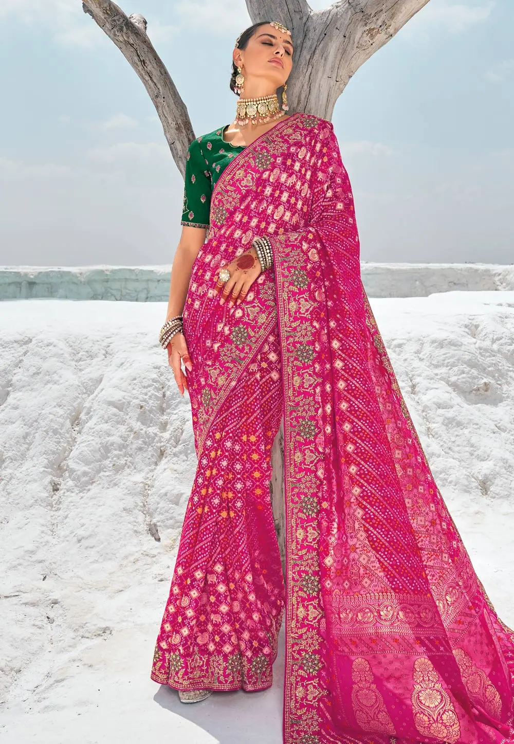 Magenta Georgette Saree With Blouse 297566