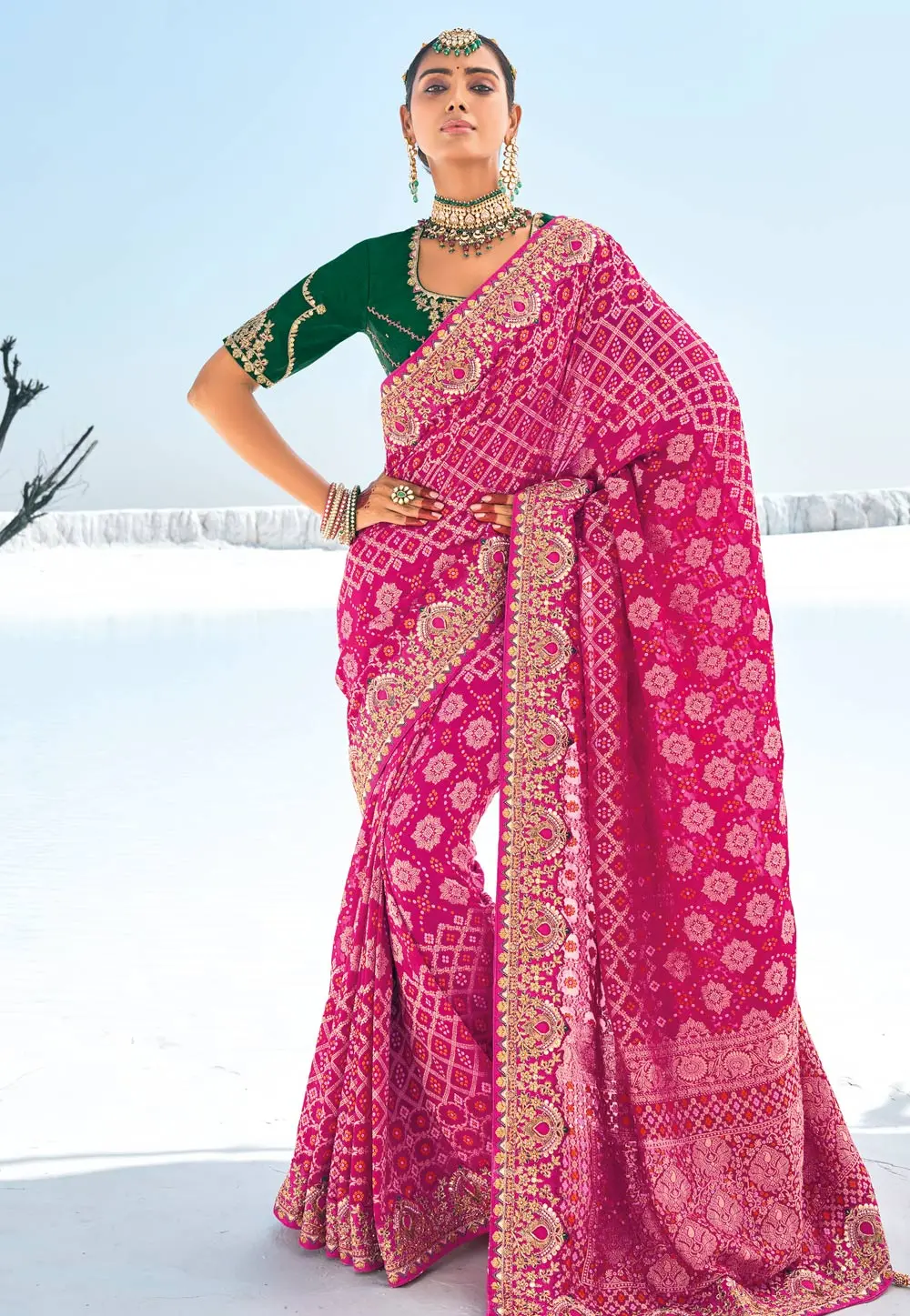 Magenta Georgette Saree With Blouse 297568