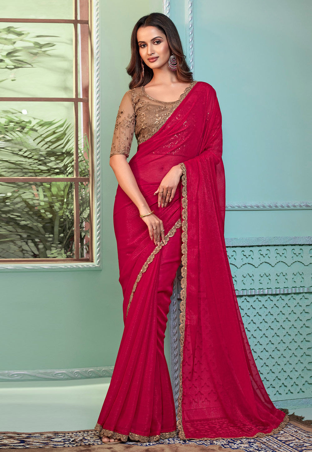 Magenta Georgette Saree With Blouse 287240