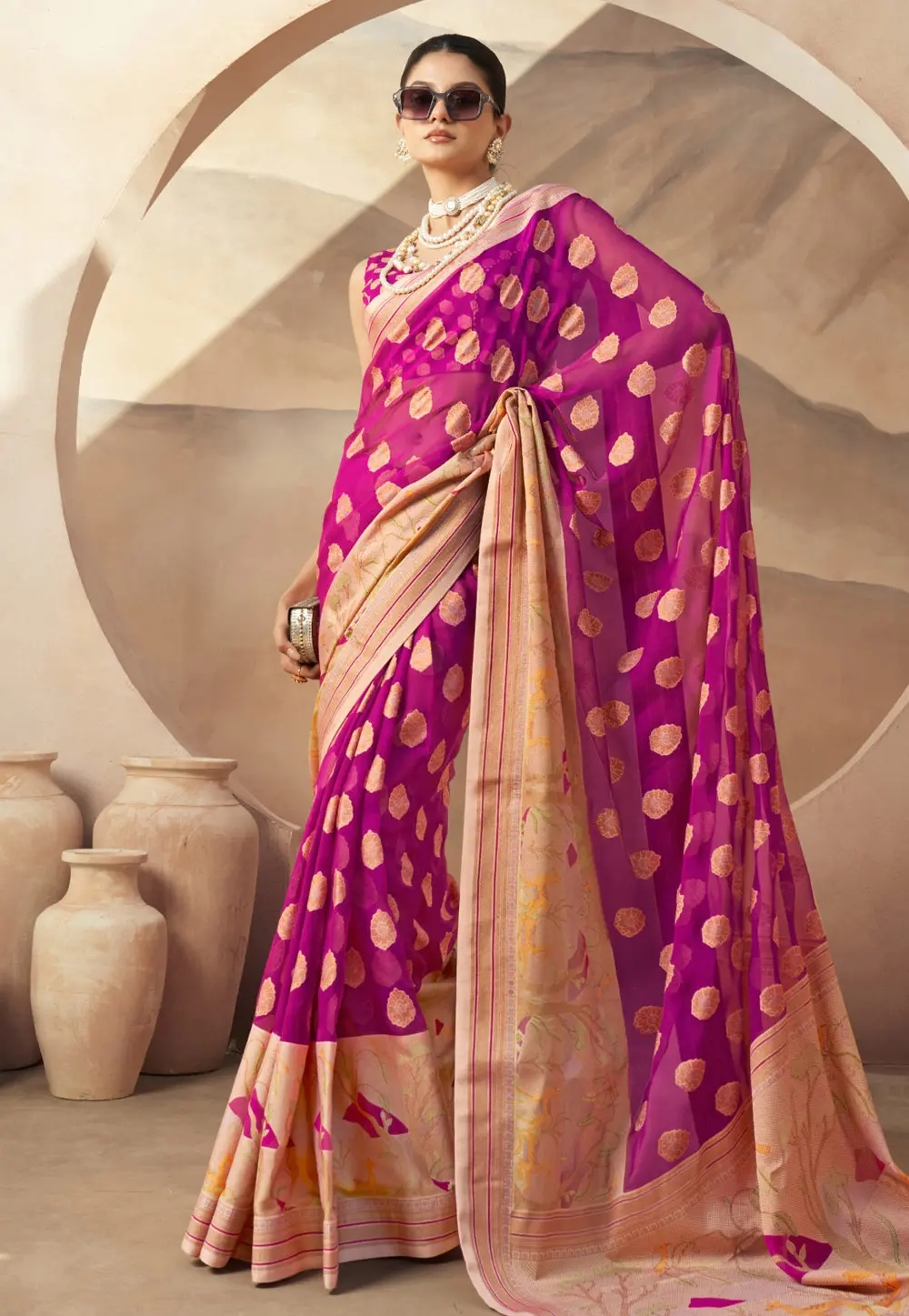 Magenta Georgette Saree With Blouse 301693