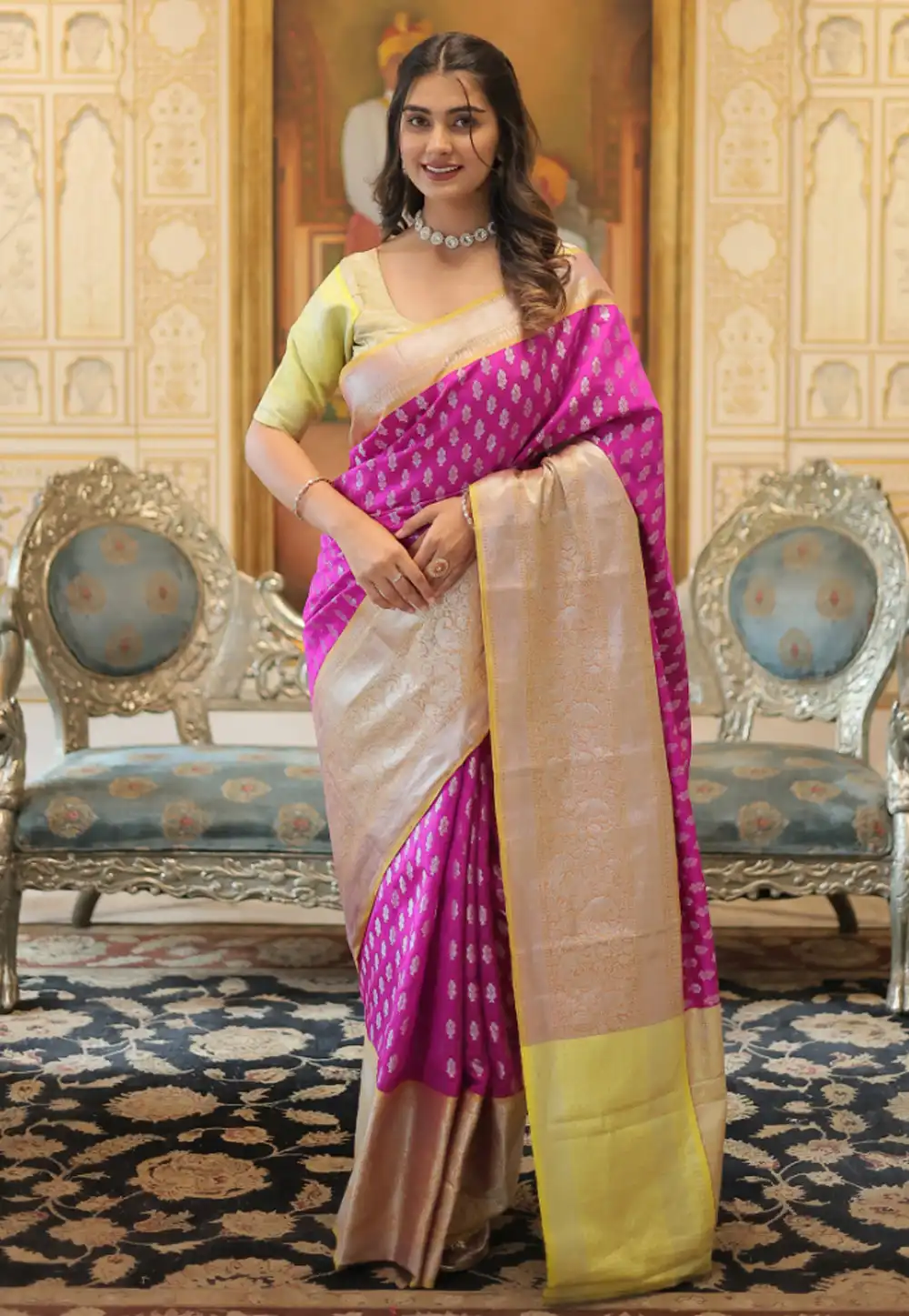 Magenta Kanjivaram Silk Saree With Blouse 289982