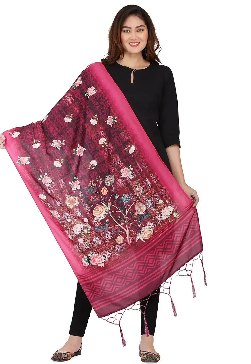 Magenta Muslin Dupatta 292367