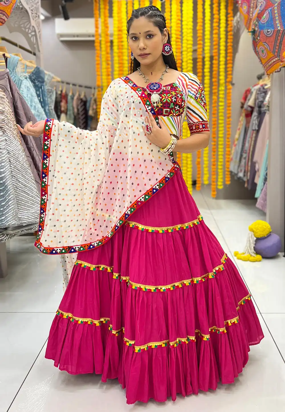 Magenta Muslin Navratri Chaniya Choli 291434