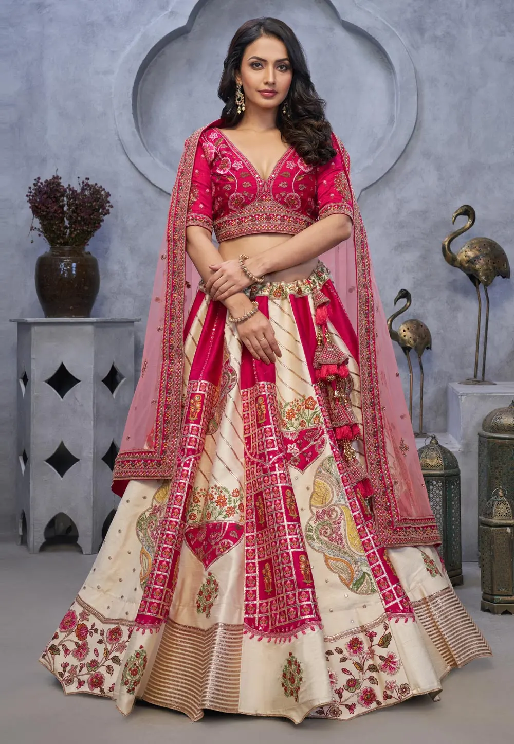 Magenta Organza Wedding Lehenga Choli 297978