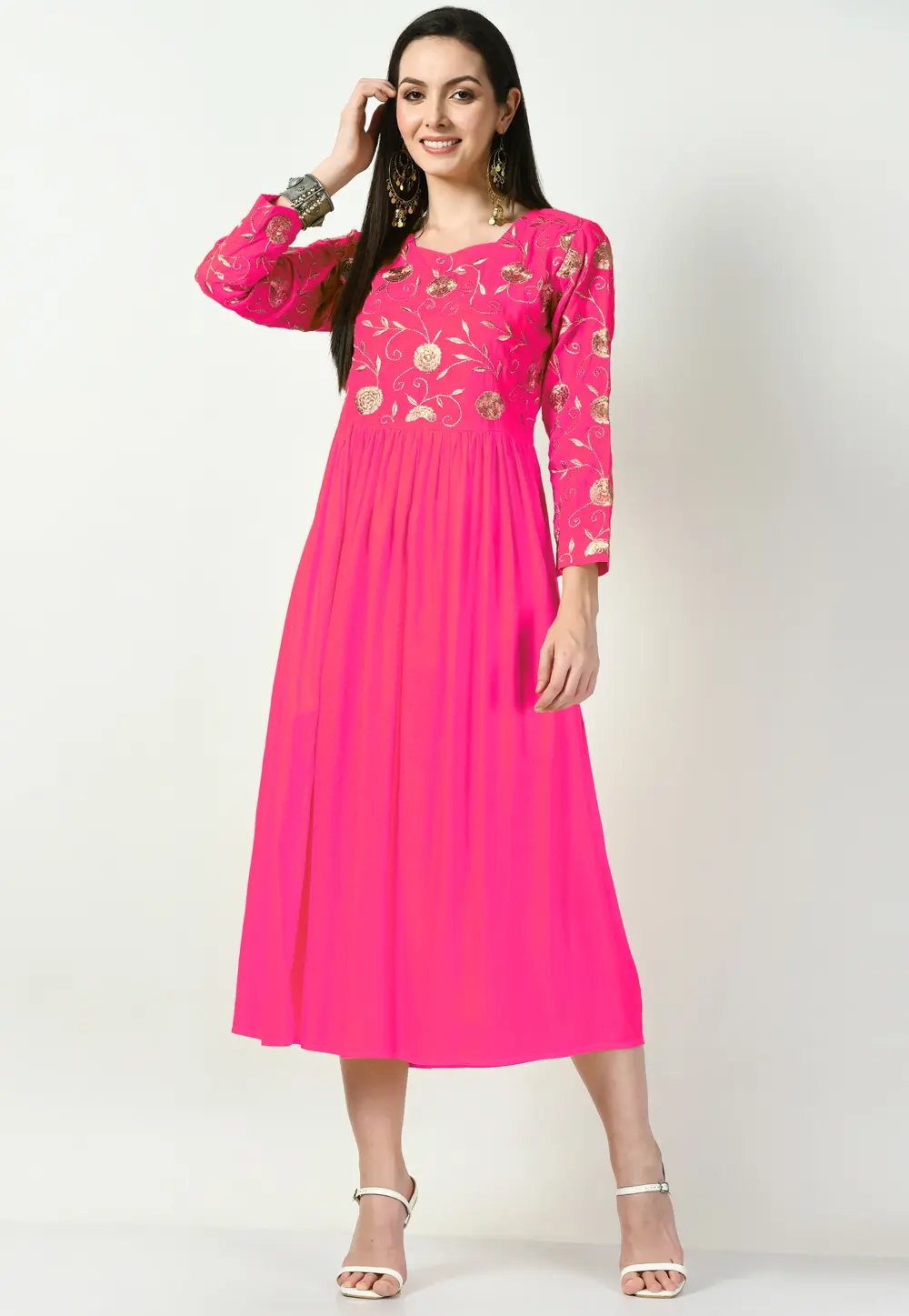 Magenta Rayon Gown 299644