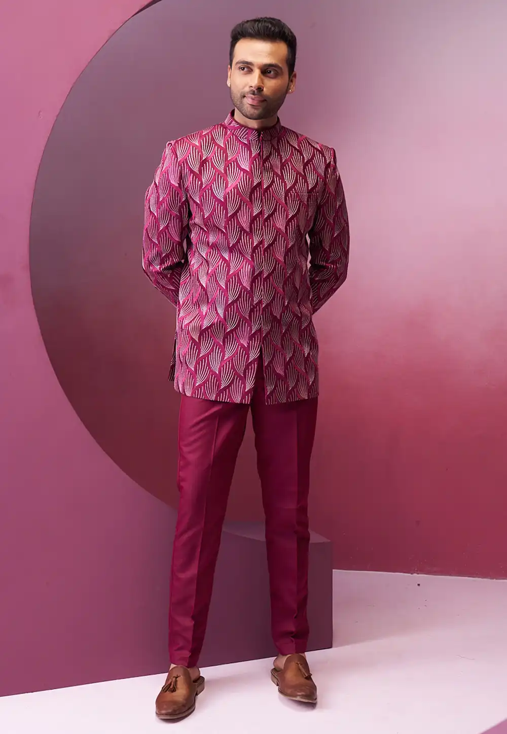 Magenta Rayon Jodhpuri Suit 294036